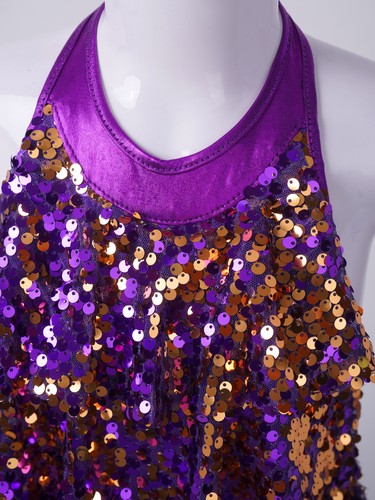 UK Kids Girls Glitter Sequin Dance Leotard Dresses Top with Skirt Set Dancewear - Picture 127 of 256