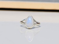 Moonstone Ring, 925 Sterling Silver Engagement Ring, Statement Ring Gift for her
