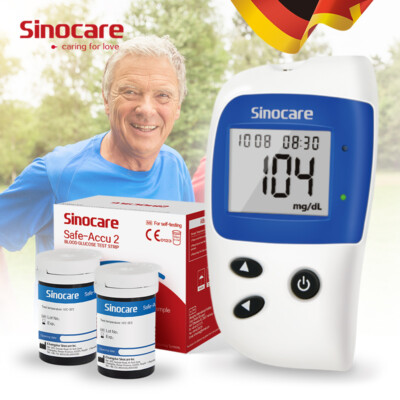 Sinocare Blood Glucose Zucker Monitor Meter Diabetische 50 Streifen Lanzetten DE