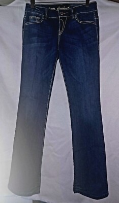 X Ten Denim USA Jeans Size 7 Yellow Stitch Waist 30'' 2% Spandex