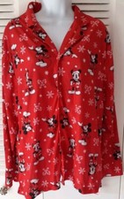 Disney Christmas Red Pajama Set Mickey Mouse Long Sleeve Pant Small 40" BUST
