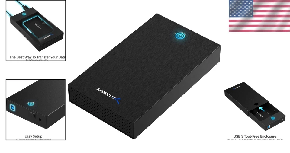Tool-Free USB 3.0 HDD/SSD Enclosure - Compatible with Windows, Mac, and Linux - Image 2 of 4