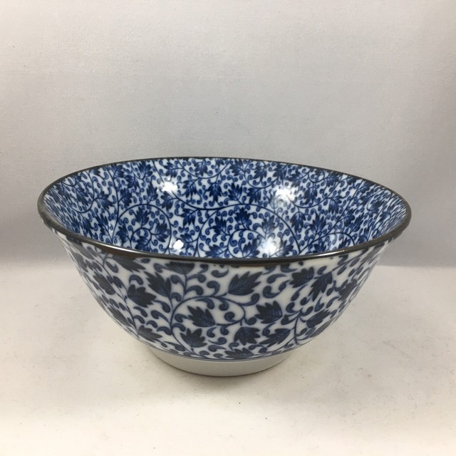2 PCS. 6" Japanese Porcelain Rice Soup Bowl Blue Kosome Karakusa, Made