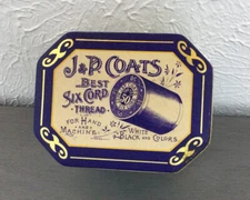 Vintage Bristolware J & P Coats Decorative Tin-EUC