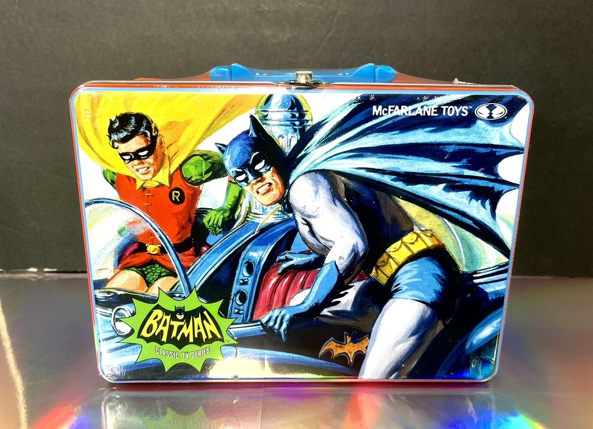 2022 Mcfarlane Batman Retro 1966 TV Series Tin Lunchbox w/ 4