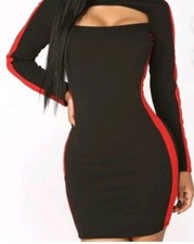 Fashion Nova Color Block Keyhole Mini Dress Womens Holiday Party