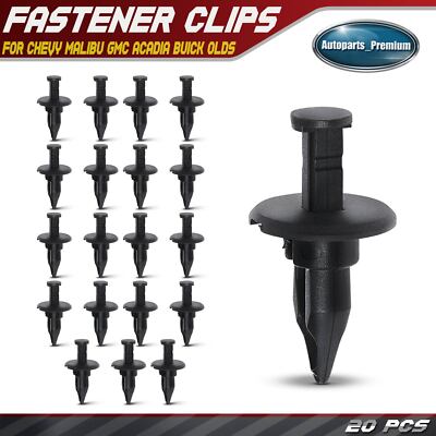 20Pcs 12.7mm Bumper Fascia Retainer Clips Push-Type w/ Closed End for Chevy GMC