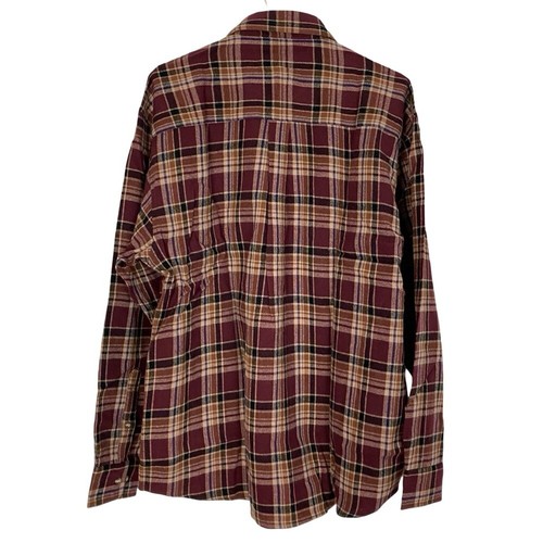 Camicia flanella a quadri vintage anni 90 uomo grande XL donna nuova con etichetta nero marrone tasche - Foto 2 di 7