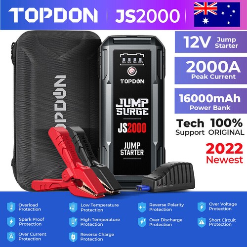 Booster De Batterie TOPDON JS2000 - 16000mAh, 2500A, Démarre Jusqu'à 8L Essence / 6L Diesel, Powerbank Et Lampe
