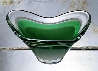 Lot of 3 MCM Flygsfors Coquille Swedish Art Glass Bowls Designed