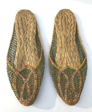 Vintage Antique 1940s Japanese straw  woven flat slip on slippers sz sm Lovely