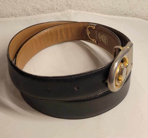 Gucci Silver Buckle Logo Canvas and Leather Belt – Palm Beach Vintage