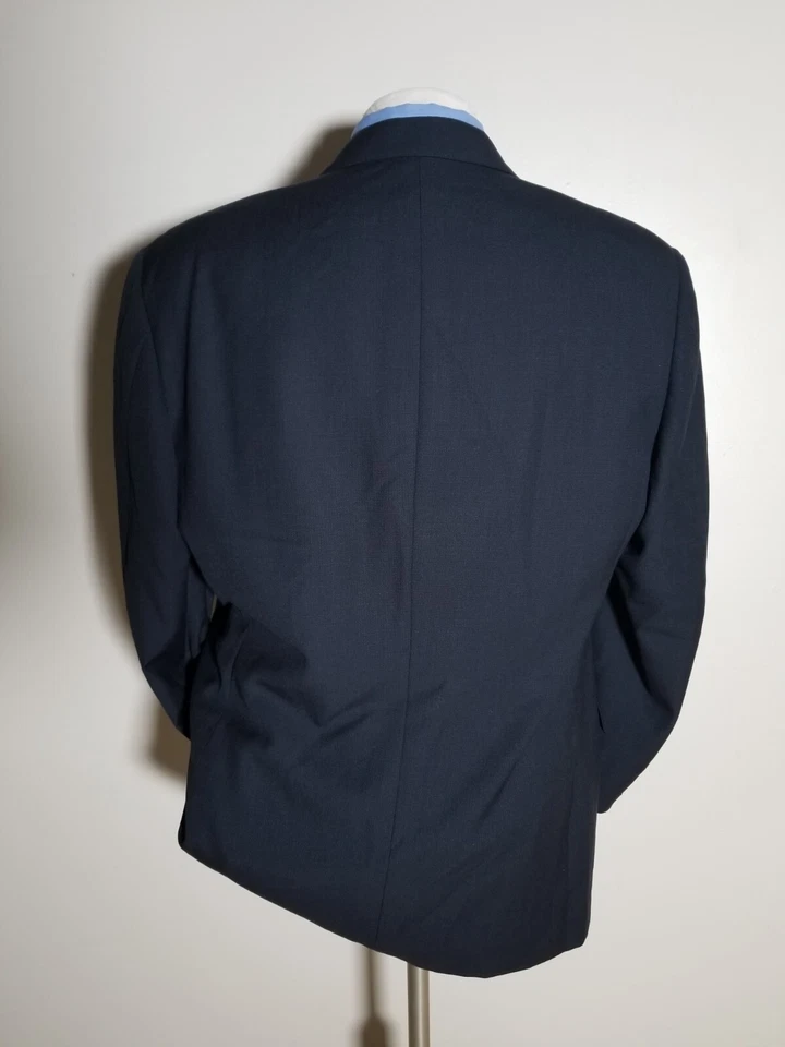 Canali Navy Blue Canvas 4 Season Double Breasted sport coat Blazer Jacket 56 46R - Image 4 of 4