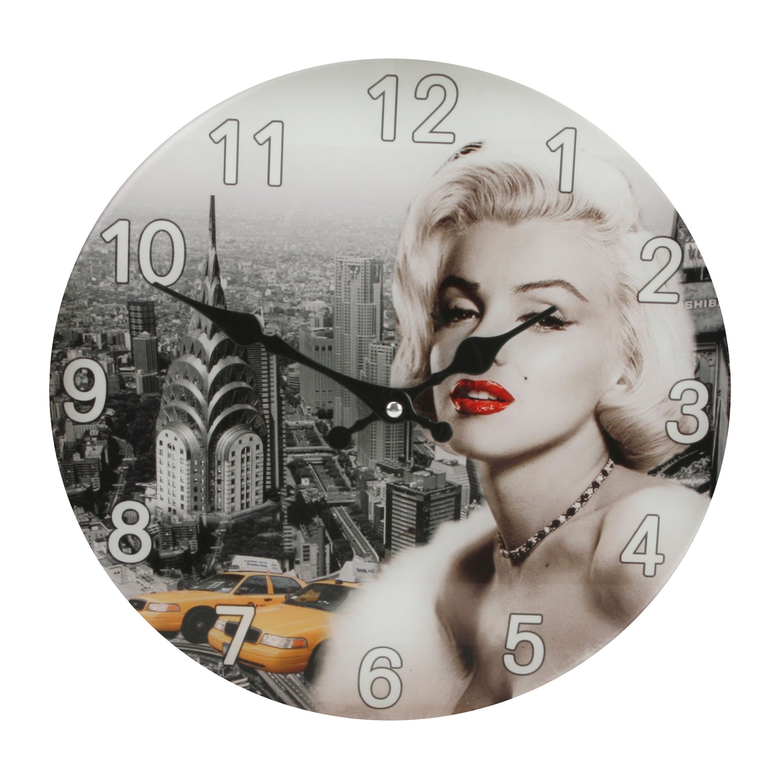 Iconic Collection Glass Wall Clock 30cm Marilyn Design