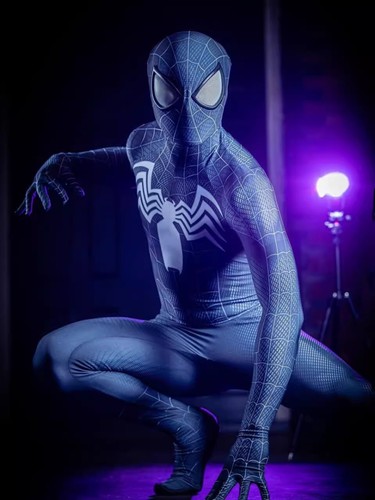 Black Venom Spiderman Jumpsuit Cosplay Costume Stage Show Men Bodysuit Halloween - Picture 2 of 4