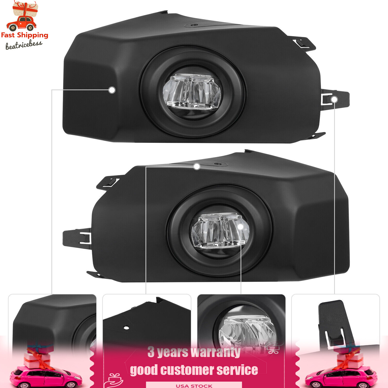 LED Fog Lights Kit Left & Right Side Fog Lamps For 2007-2014 Toyota Fj Cruiser