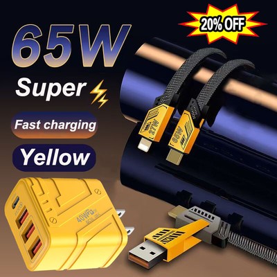 120W 4-Port USB C Fast Wall Charger Block ,PD Fast Cable  For Google Pixel 9 8 7