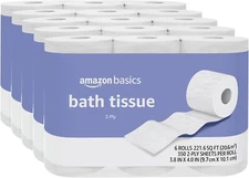 Amazon Basics 2-Ply Toilet Paper 30 Rolls=120 Regular Rolls 350 Sheets pk of 30