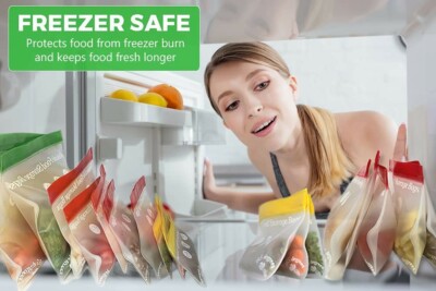 165 Degrees Reusable Silicone Bags-Pack of 10 Eco-Friendly Freezer Organization 