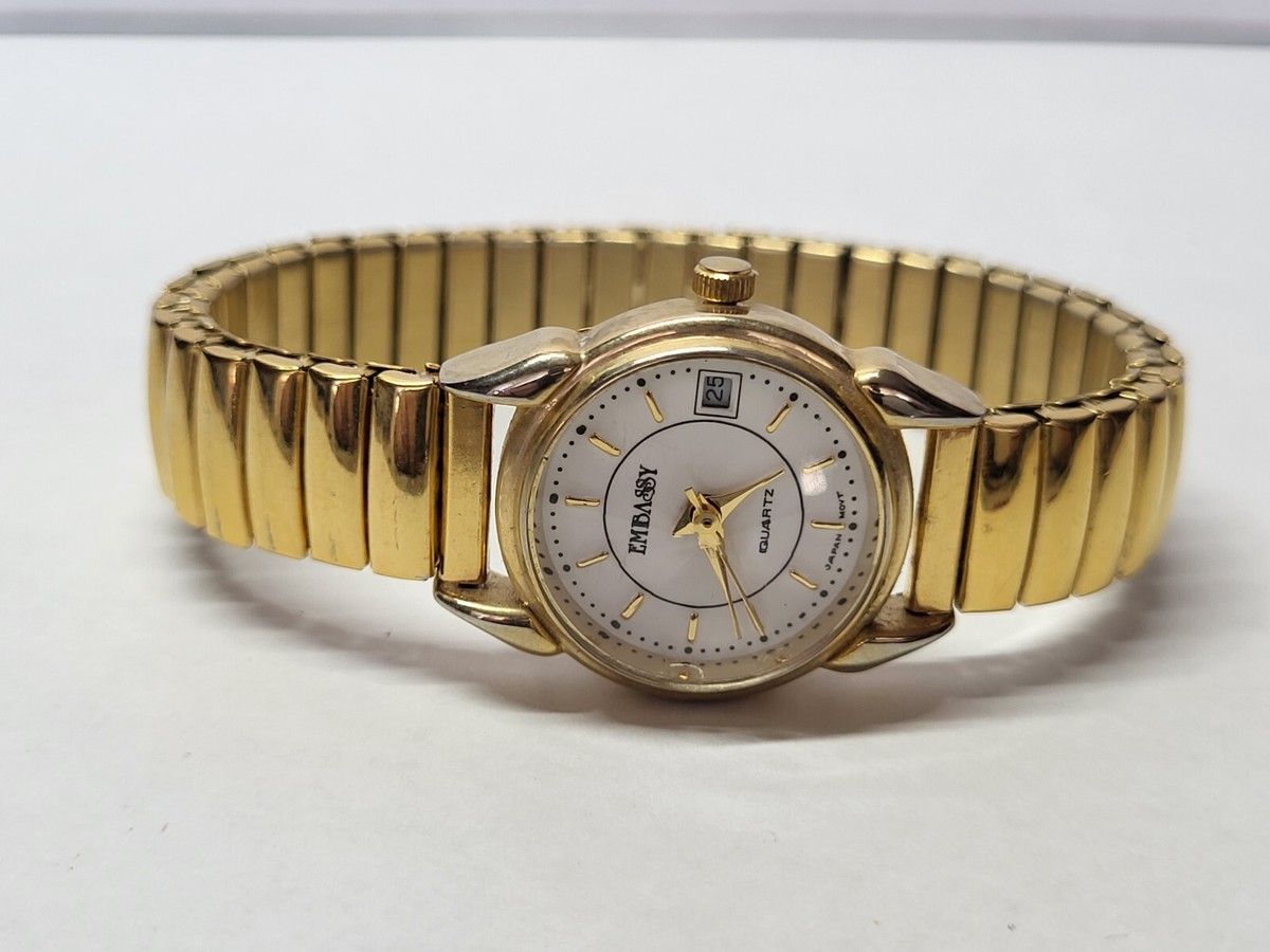 Vintage Gruen Embassy Gold-Tone Womans Analog Day Wrist 