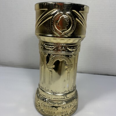 Caesars Palace VTG Las Vegas 1980s Luminarc Gold Colored Glass Goblet 7.75  Used