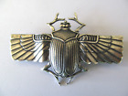 New Large Silver Plated Egyptian Revival Winged Scarab Beetle Designs Brooch Pin