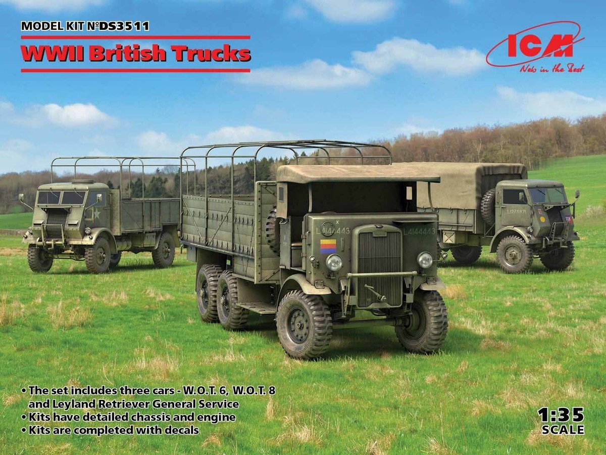 WWII British Trucks (3 Kits In Box) Plastic model kit 1/35