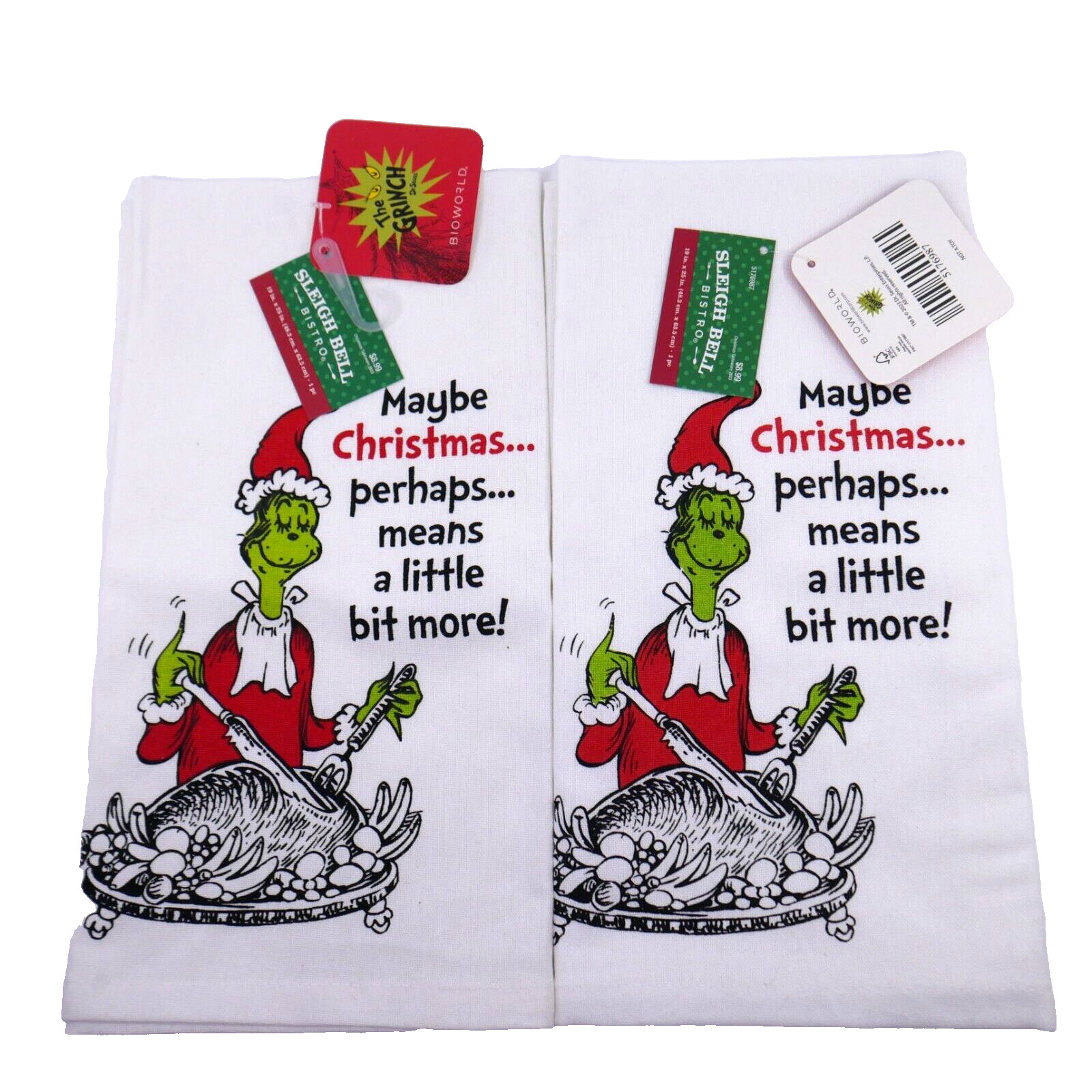 2 Dr Seuss The Grinch Maybe Christmas perhaps means a little bit more! Tea Towel