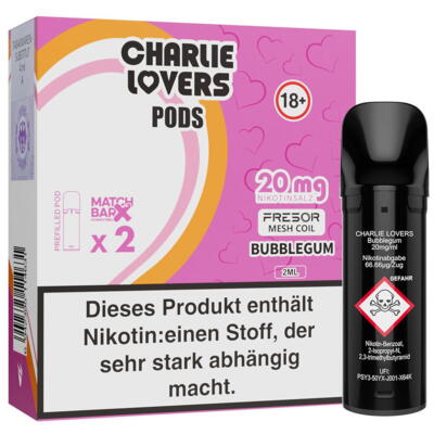 Charlie Lovers   Bubblegum   Prefilled Pod 2er Pack 2ml