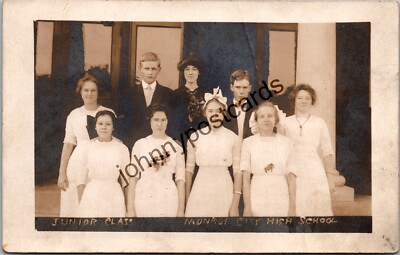 Antique Postcard Monroe City Indiana High School Harrison Knox Student Children