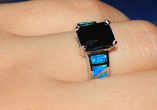 inlaid fire opal fashion topaz ring gem silver plate jewelry engagement wedding
