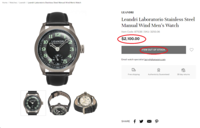 Leandri Laboratorio Swiss Made Rare Italian Microbrand Manual