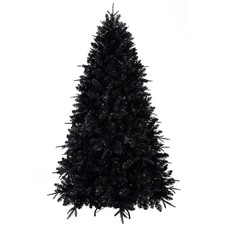 Prelit 7ft Black Artificial Christmas Tree with 450 White Leds Hinged Structure