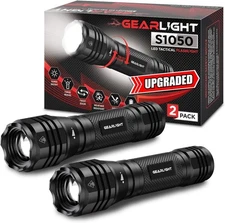 GearLight S1050 LED Flashlight High Lumens 2-Pack for Camping, Hiking & Walking