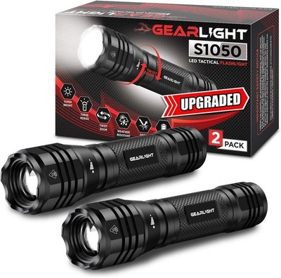 GearLight S1050 LED Flashlight High Lumens [2-Pack] for Camping & Hiking #00001