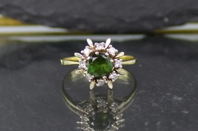 Smaragd-Diamant Goldring aus 585er Gelbgold (14 Karat) - Bild 1 von 4