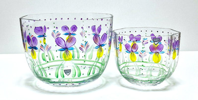 Orrefors Sweden Glas - 2 St. Set Schale/Schüssel - ''Viol'' Design Eva Englund