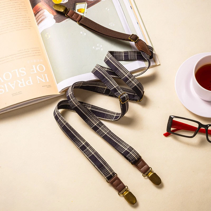 Retro Fabric Suspender Belt Triple-Clip Anti-Slip Braces Dinner Suit Formal Wear - Изображение 3 из 4