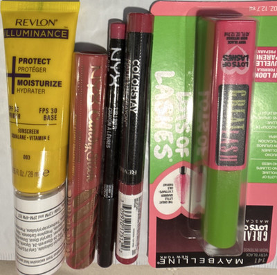 Maybelline Great Lash, NYX Candy Slick, Revlon Illuminance SPF 30, Full Size Lot