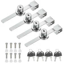 4Pcs Sliding Glass Cabinet Lock Chrome Finish Ratchet Locks No Drill Silver