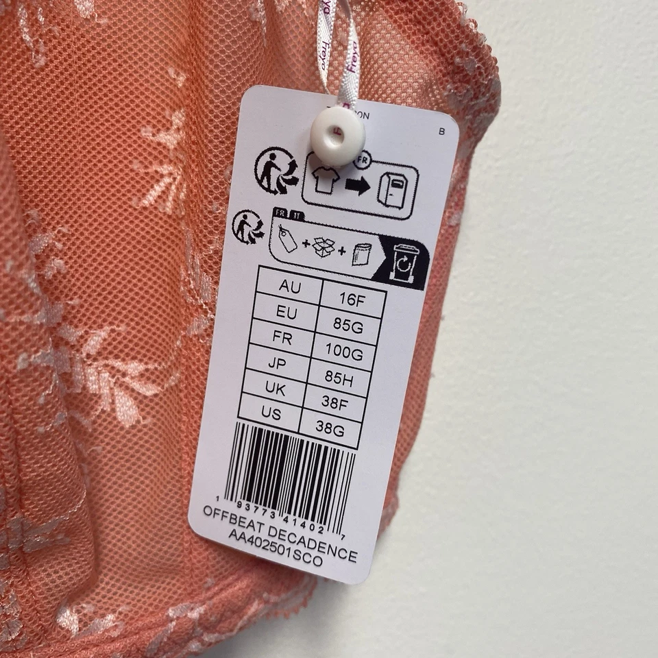 Sujetador Freya Offbeat Decadence con aros soporte lateral talla 38G Sunset Coral J gancho Foto 3 de 4