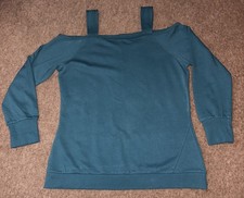 Joe Browns Teal Green Cotton Sweater Jumper - Cut Out Off The Shoulder. Sz 16