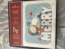 Hallmark Christmas Cards, Snowman “Merry”, 16 Cards - NEW in Box