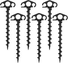 Tent Stakes Ground Anchors Screw In, 6 Pack Sand Stakes for Beach 9.4 Inch Heavy
