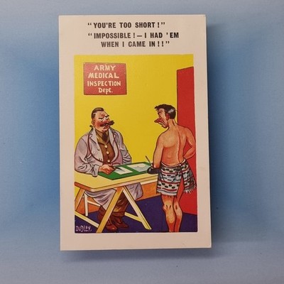 Comic Postkarte um 1975 Armee medizinische Uniform Stethoskop zu / zwei kurze DUDLEY