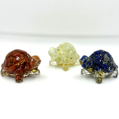Good Luck Turtle -- Set of 3 -- Red, White, & Blue 2-Inch Stone Figures