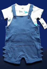 Boys Carters NWT Blue Dinosaur Summer Shortall Outfit 6 mos NEW