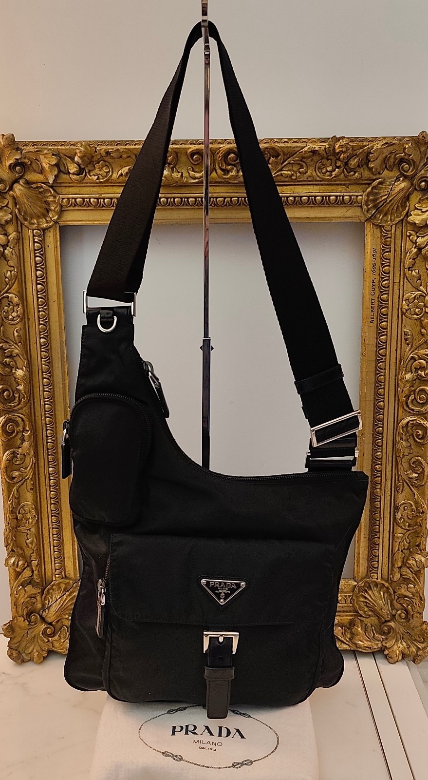 PRADA BORSA BORSELLO a spalla o tracolla in Re-Nylon Nero