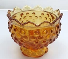 Fenton Amber Hobnail Candlestick Holder Ruffled Edge Vintage Fairy Lamp Base?