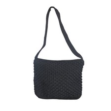 The Sak Crochet Shoulder Bag Womens Medium Black Woven Boho Zipper Purse